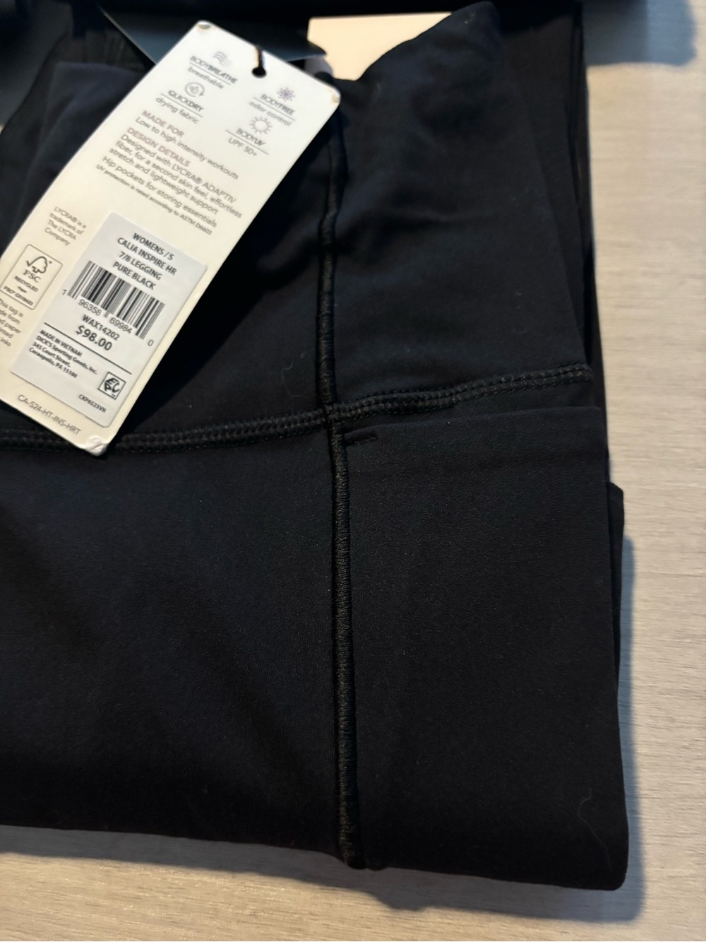 Black High-Rise Performance Leggings with pockets-Calia brand